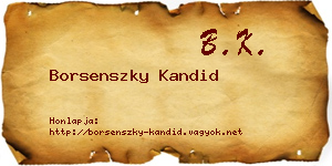 Borsenszky Kandid névjegykártya